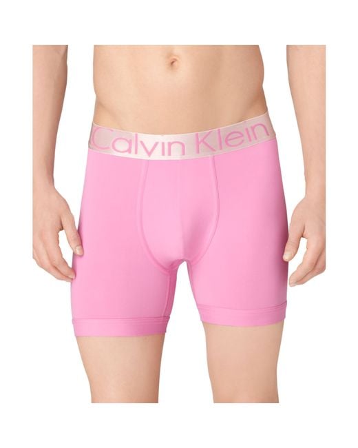 Calvin Klein Steel Microfiber Boxer Brief in Pink for Men