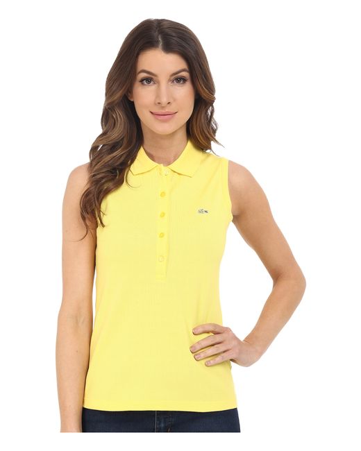 Lacoste Yellow Sleeveless Slim Fit Stretch Pique Polo Shirt