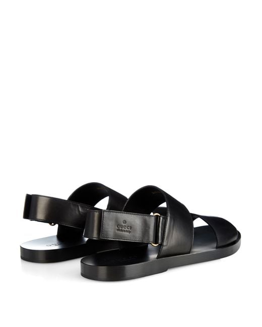 Mens gucci leather sandals sales