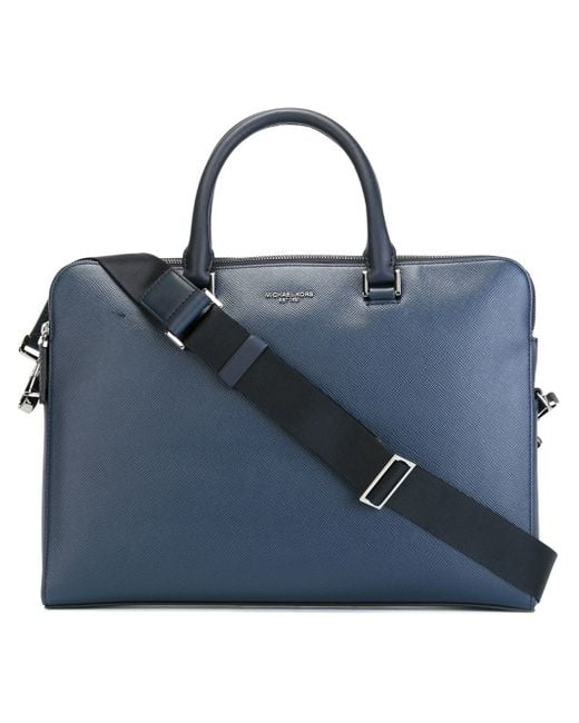 Michael Kors Leather 'harrison' Briefcase in Blue for Men | Lyst