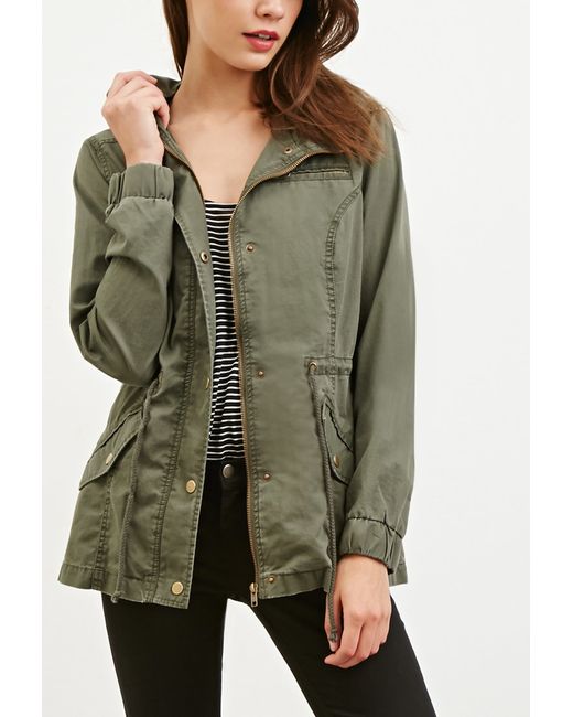 olive green drawstring jacket