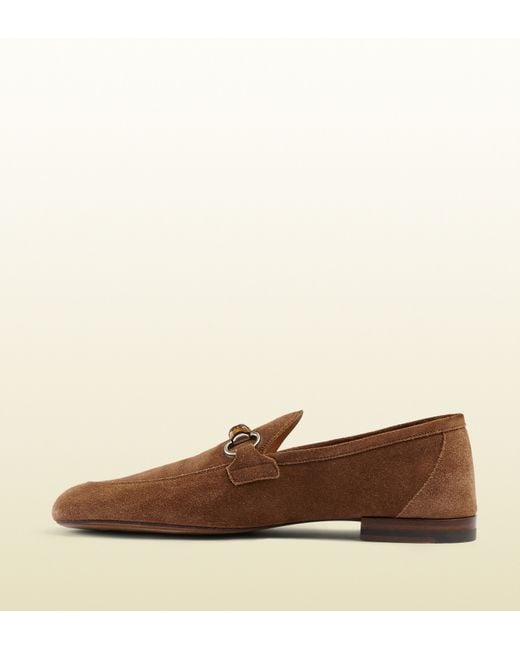 Gucci Brown Suede Bamboo Horsebit Loafer for men
