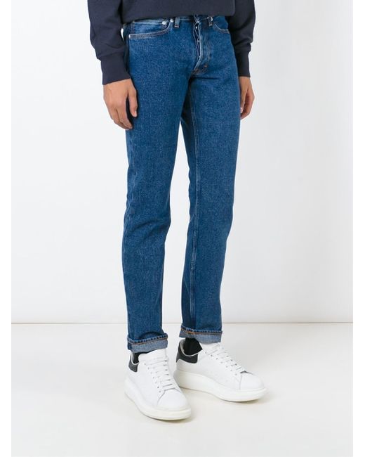 Cut' Stonewashed Jeans in Blue for Men 