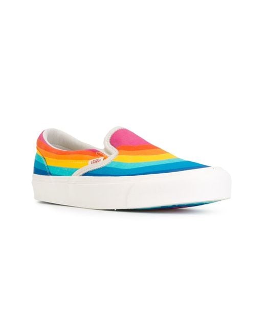 Vans retro rainbow slip on hotsell