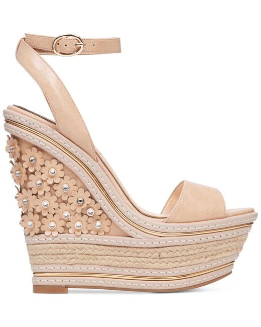 Jessica Simpson Natural Ameka Two-piece Wedge Sandals
