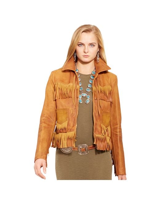 Polo Ralph Lauren Brown Fringed Leather Jacket