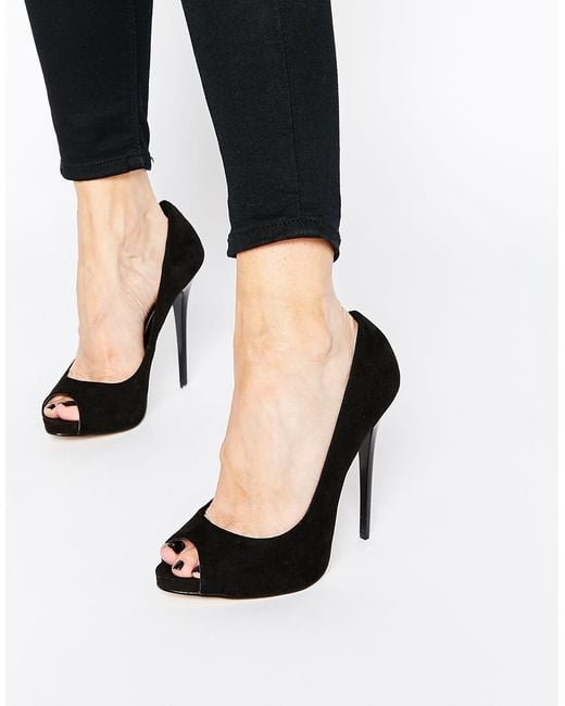 ASOS Black Penzance High Heels With Peep Toe