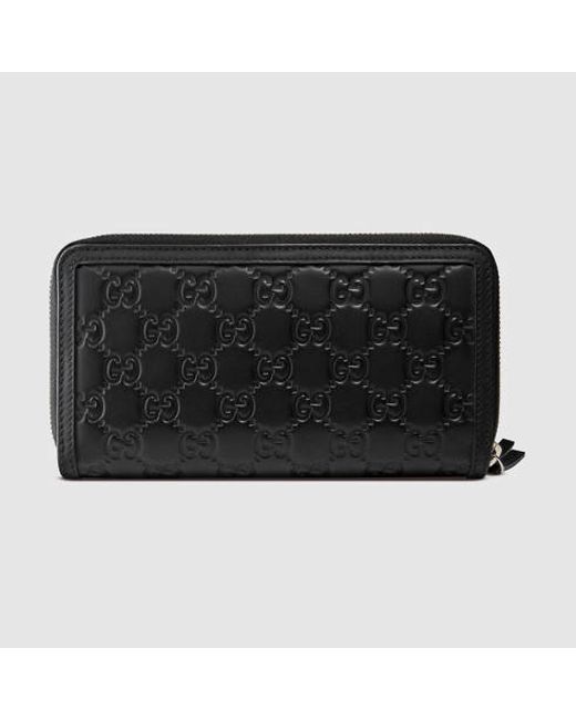 Gucci Black Rubber Ssima Double Zip Wallet