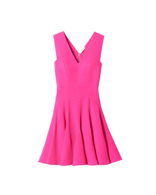 Rebecca taylor Sleeveless Crepe V-neck Dress in Pink (Orchid Pink ...
