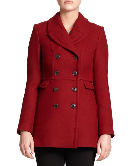 burberry red peacoat