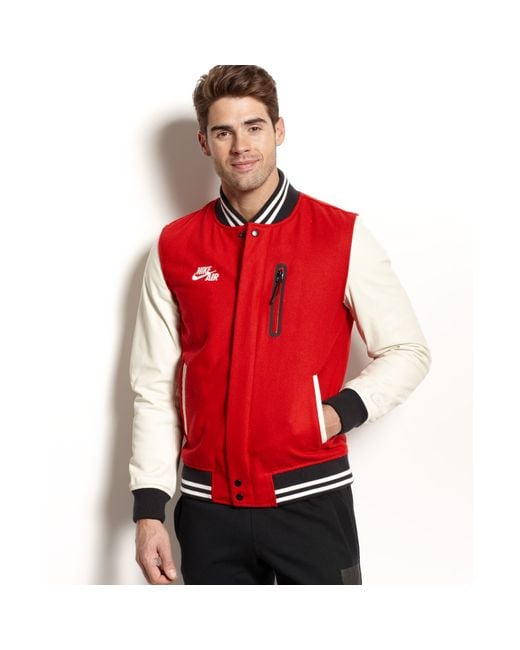 deres Aktuator tale Nike Basketball Air Varsity Jacket in Red for Men | Lyst