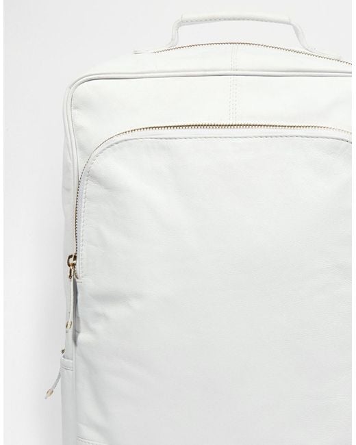 ASOS Smart Leather Backpack In White for men