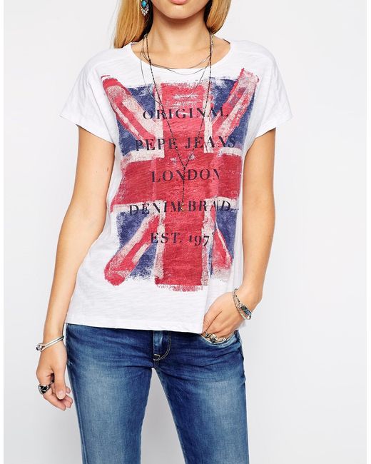 Pepe Jeans Union Jack T Shirt in Pink | Lyst Canada