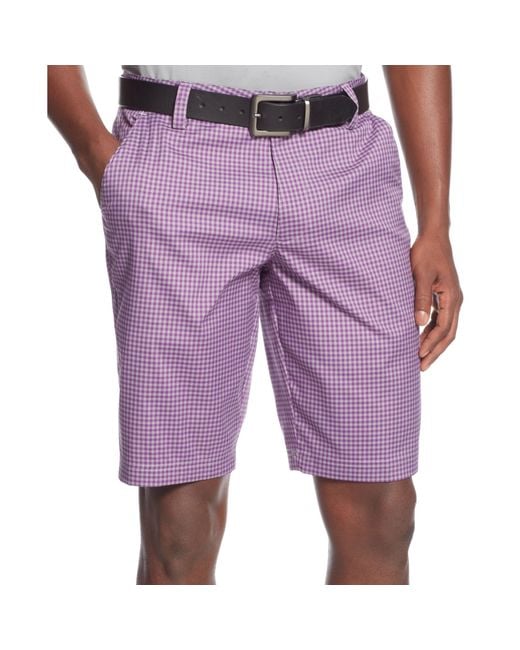Under Armour Purple Gingham Check Golf Shorts for men