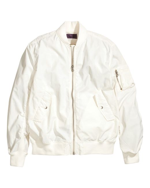 H\u0026M Bomber Jacket in White for Men | Lyst