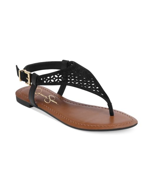 Jessica Simpson Black Grile Flat Thong Sandals