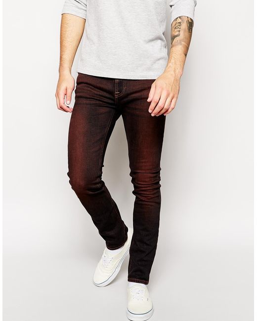 Nudie Jeans High Kai Skinny Fit Electric Red Dark Wash for Men | Lyst