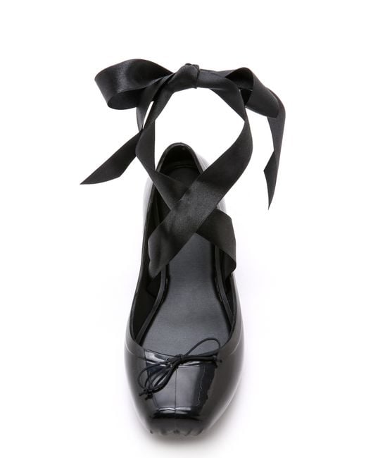 Melissa Lace Up Ballet Flats - Black