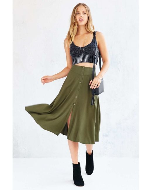 Green top button skirt