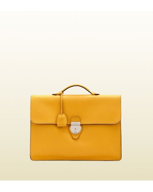 Gucci Yellow Leather Briefcase for men