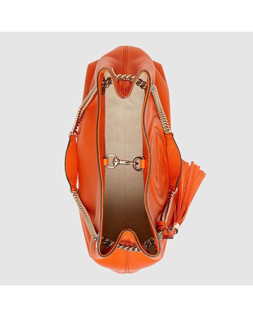 Gucci Soho Leather Shoulder Bag in Orange (sun orange leather) | Lyst