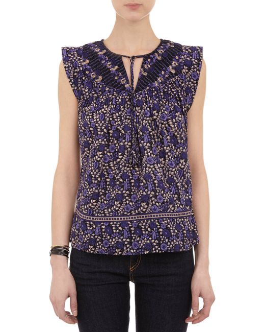 Lyst - Ulla johnson Floral Print Peasant Blouse in Blue - Save 53%
