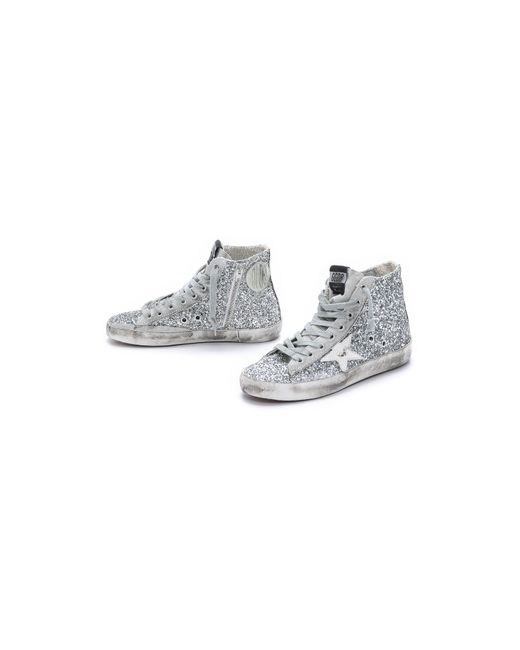 Golden Goose Deluxe Brand Metallic Francy High Top Sneakers - Silver Glitter