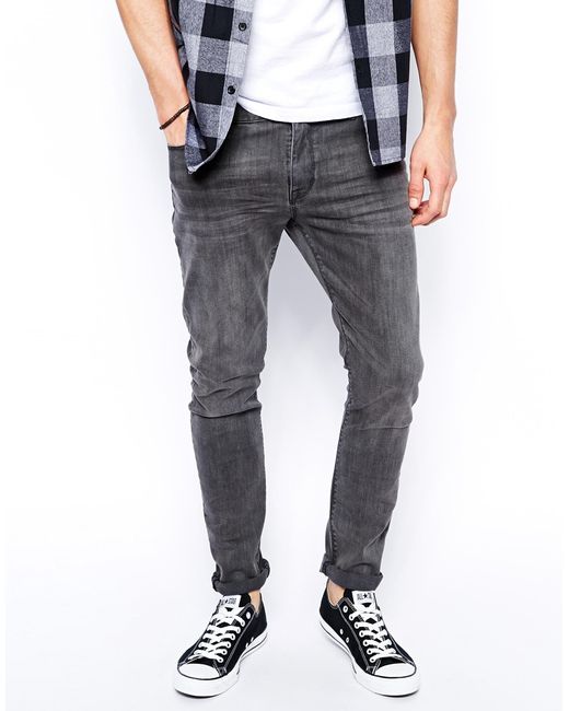 ASOS Gray Super Skinny Jeans In Dark Grey Wash for men