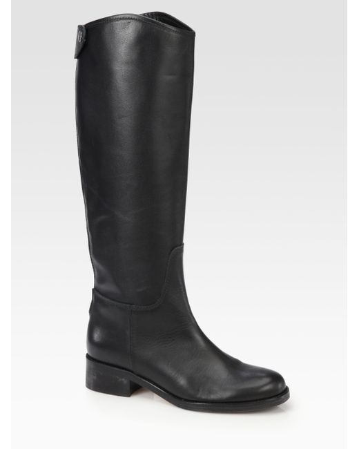 HUNTER Leather Kneehigh Riding Boots in Black | Lyst