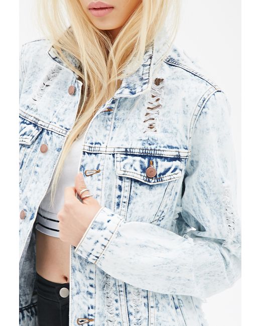 Distressed Acid Wash Denim Jacket 