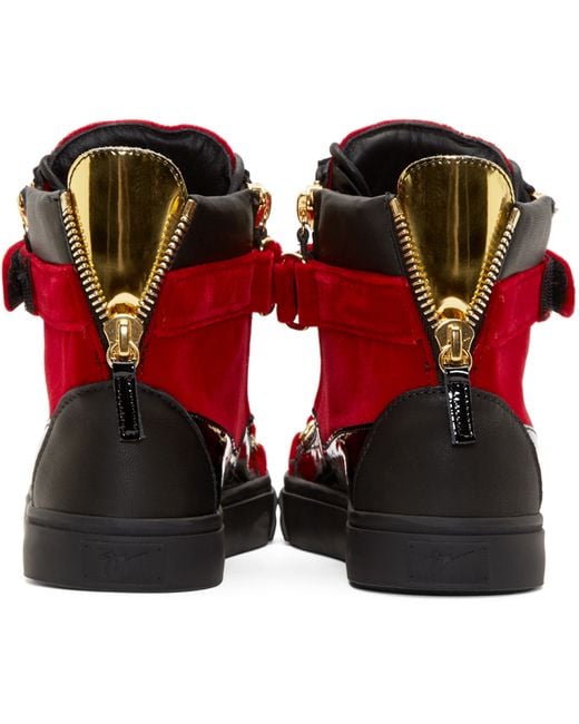 Giuseppe Zanotti Red Velvet High top Sneakers for Men Lyst