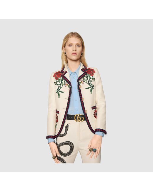 Gucci White Embroidered Cotton Jacket