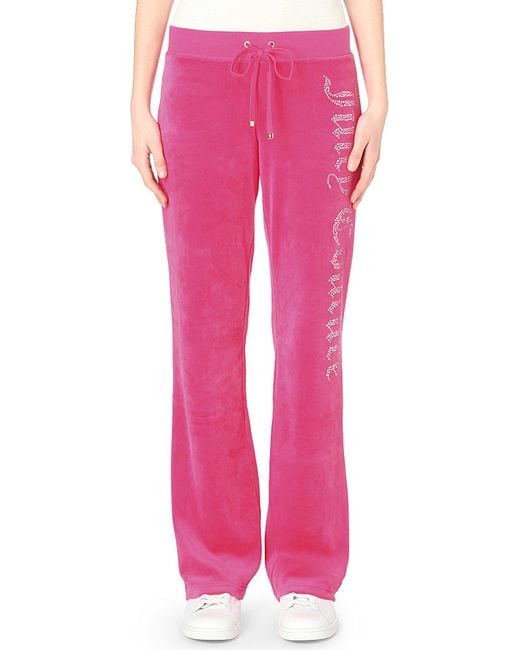 Juicy couture Crown Logo Velvet Jogging Bottoms in Pink (Sweet raspberry) | Lyst