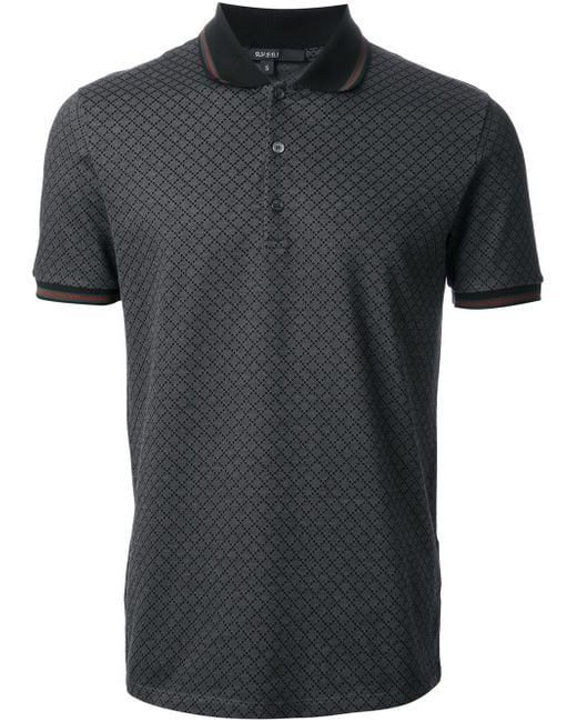 Gucci Gray Diamond Pattern Polo Shirt for men