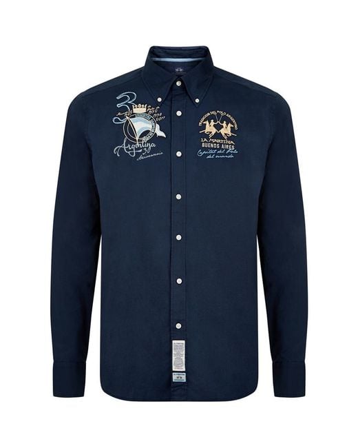 La Martina Blue Argentina Polo Shirt for men