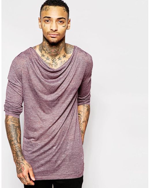 Long Sleeve T-shirt With Drape Neck 