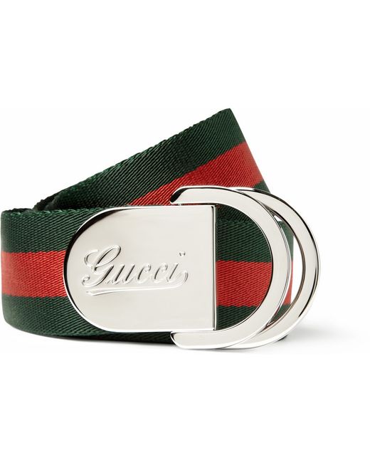 Gucci Green 4Cm Striped Canvas Belt for men