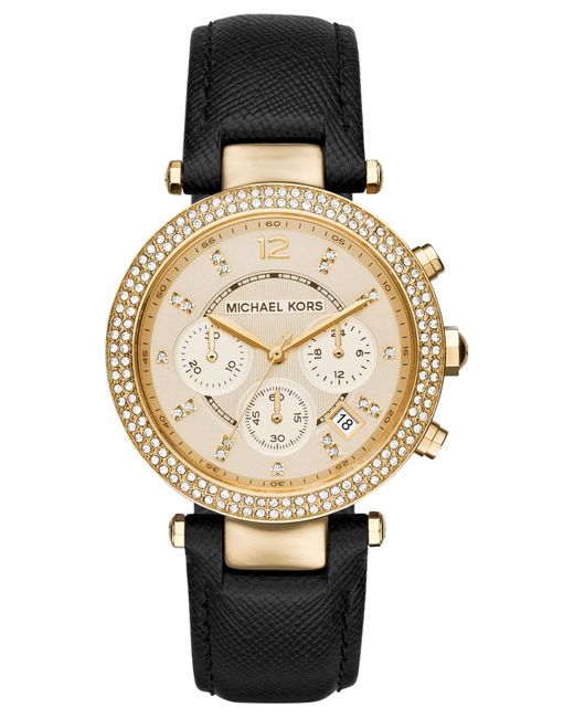 Black Leather Strap Watch 39Mm Mk2423 