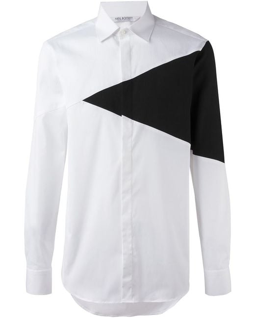 Neil Barrett White Colour Block Shirt for men