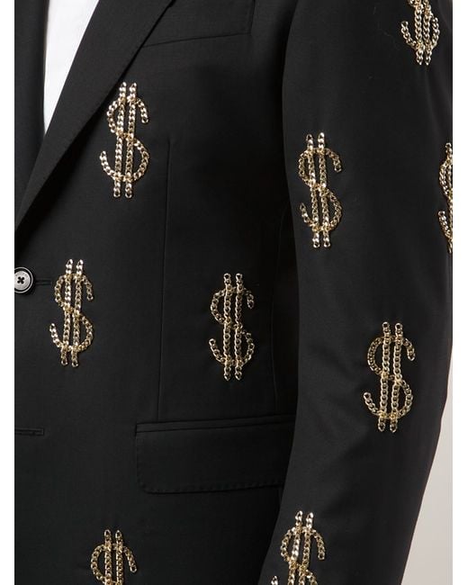 Moschino Black Dollar Chain Suit for men