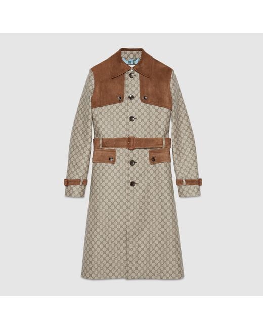 Gucci Canvas Gg Supreme Trench Coat For, Gg Canvas Trench Coat Mens