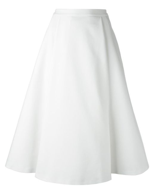 Alice + Olivia White Box Pleat Midi Skirt