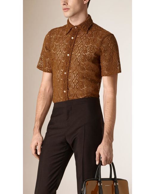 Burberry Swiss Lace Shirt in Brown for Men Lyst
