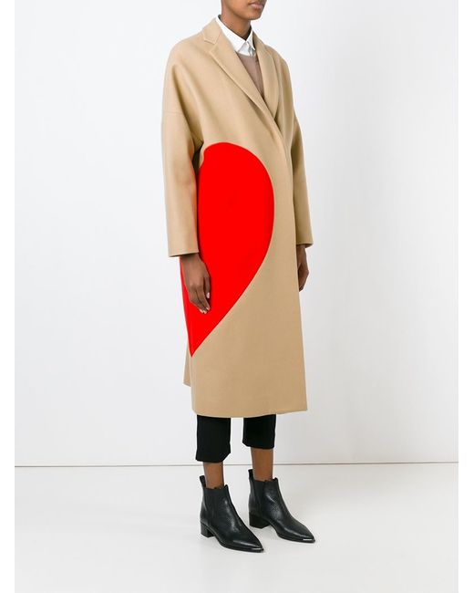 MSGM Contrasting Heart Coat in Natural 