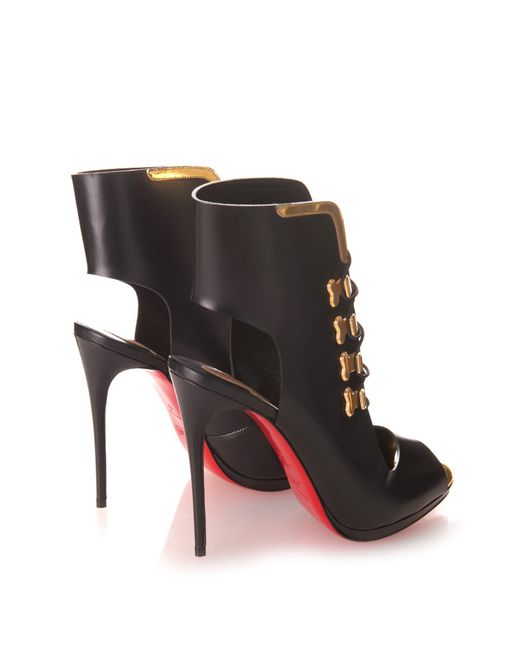 Christian louboutin Troubida Cut-Out Leather Sandals in Black | Lyst