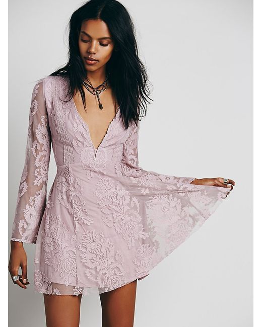 Free people long sleeve lace dress cheap