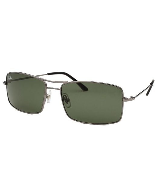 Rayban Men's Rectangle Gunmetal Sunglasses in Silver for Men (gunmetal
