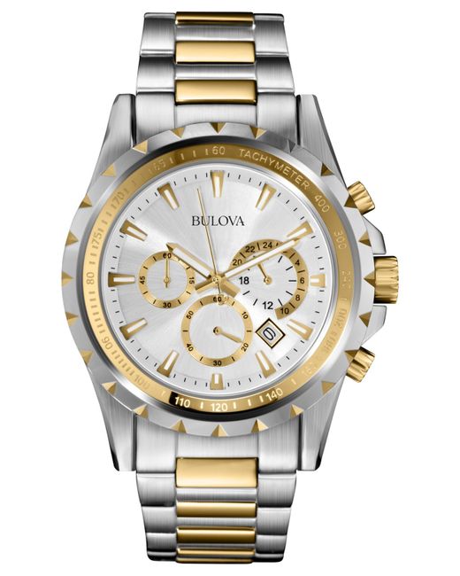 Bulova Blue Men's Chronograph Marine Star Two-tone Stainless Steel Bracelet Watch 42mm 98b014 for men