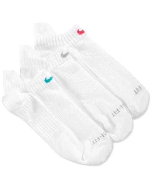 Nike White Women's Dri-fit Half-cushion No-show Socks 3-pack for men