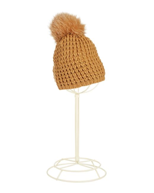 lord pom pom taylor and hat Save  Fur Kyi Natural Lyst pom kyi Fox (Camel)  Beanie Pom  in 50